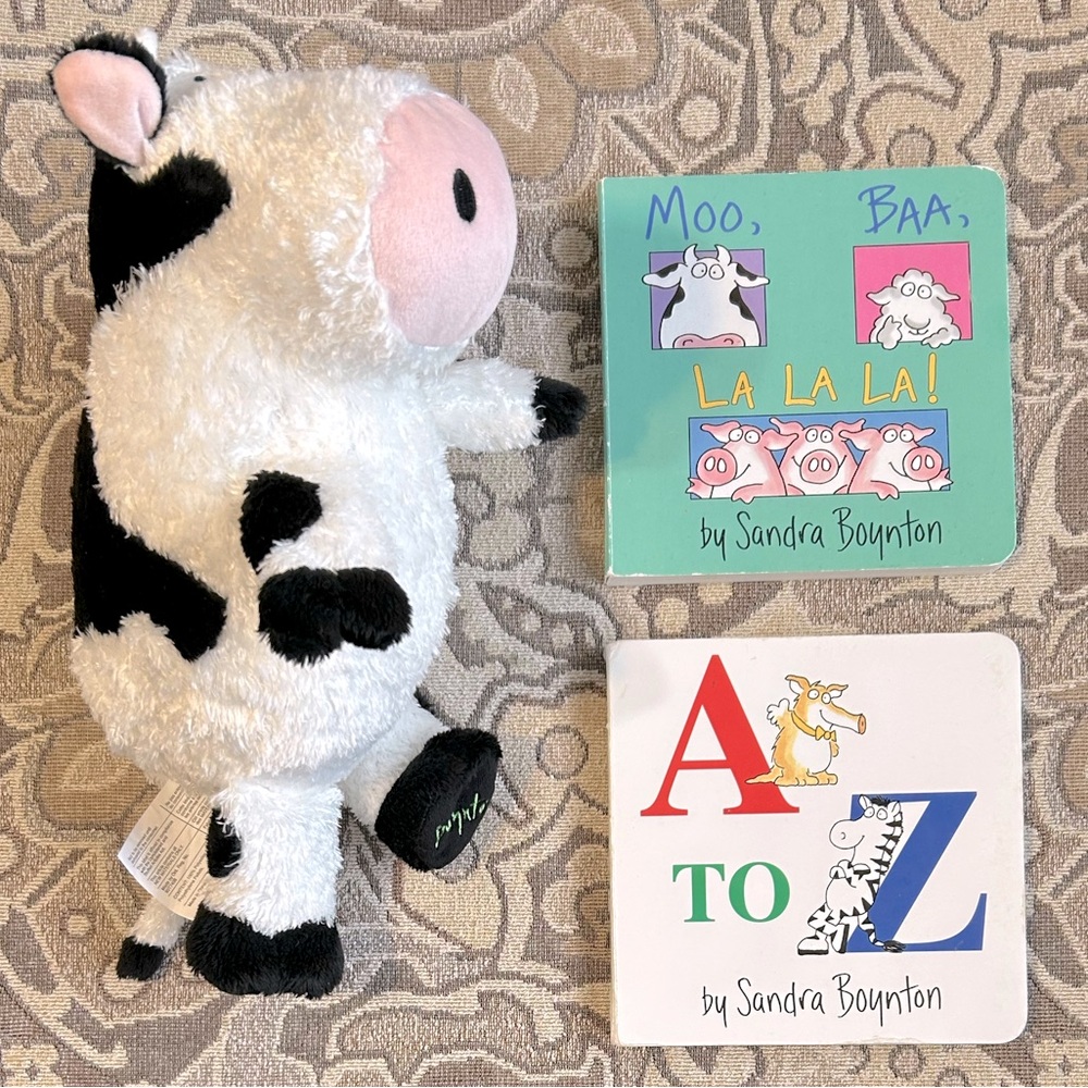Sandra Boynton “Clover” Stuffed Cow /2 Board Books: Moo, Baa, La La La! & A to Z